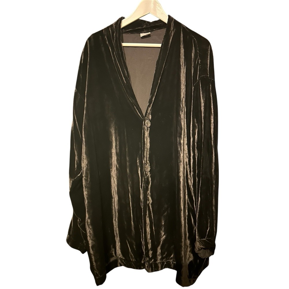 CP Shades Black Velvet Cardigan Blazer Jacket Sz L Longline‎ Whimsigoth Boho